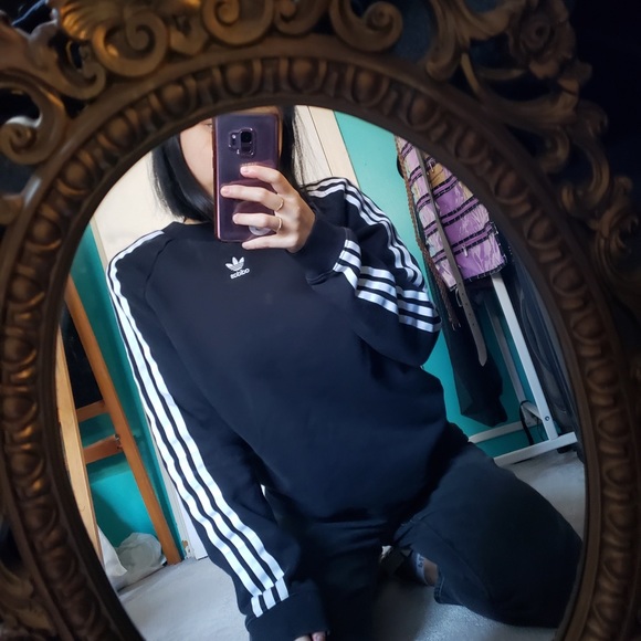 ADIDAS TRF Crew Sweater — Black & White - Picture 2 of 4
